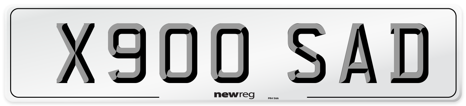 X900 SAD Number Plate from New Reg